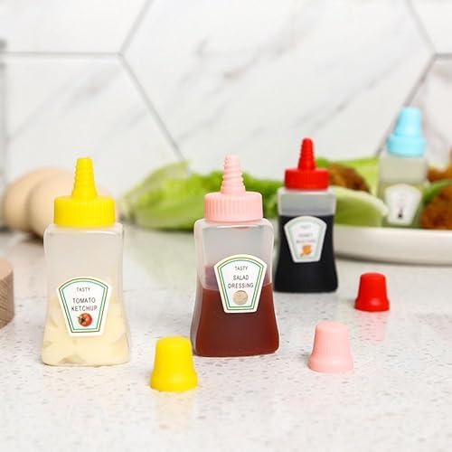 ZOHIKO Mini Ketchup Bottle 2 Count Portable Squeeze Bottles