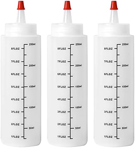 3 Pcs Plastic Squeeze Bottles with Red Cap