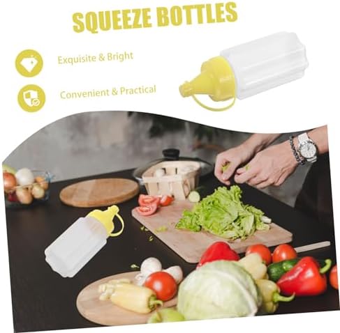 4 Pack Refillable Condiment Squeeze Bottles Yellow Kitchen Tools