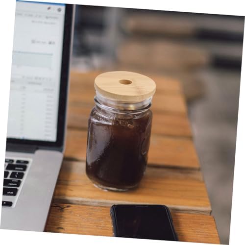 STOBAZA 4pcs Mason Jar Lids with Straw Holes Airtight Leak-Proof