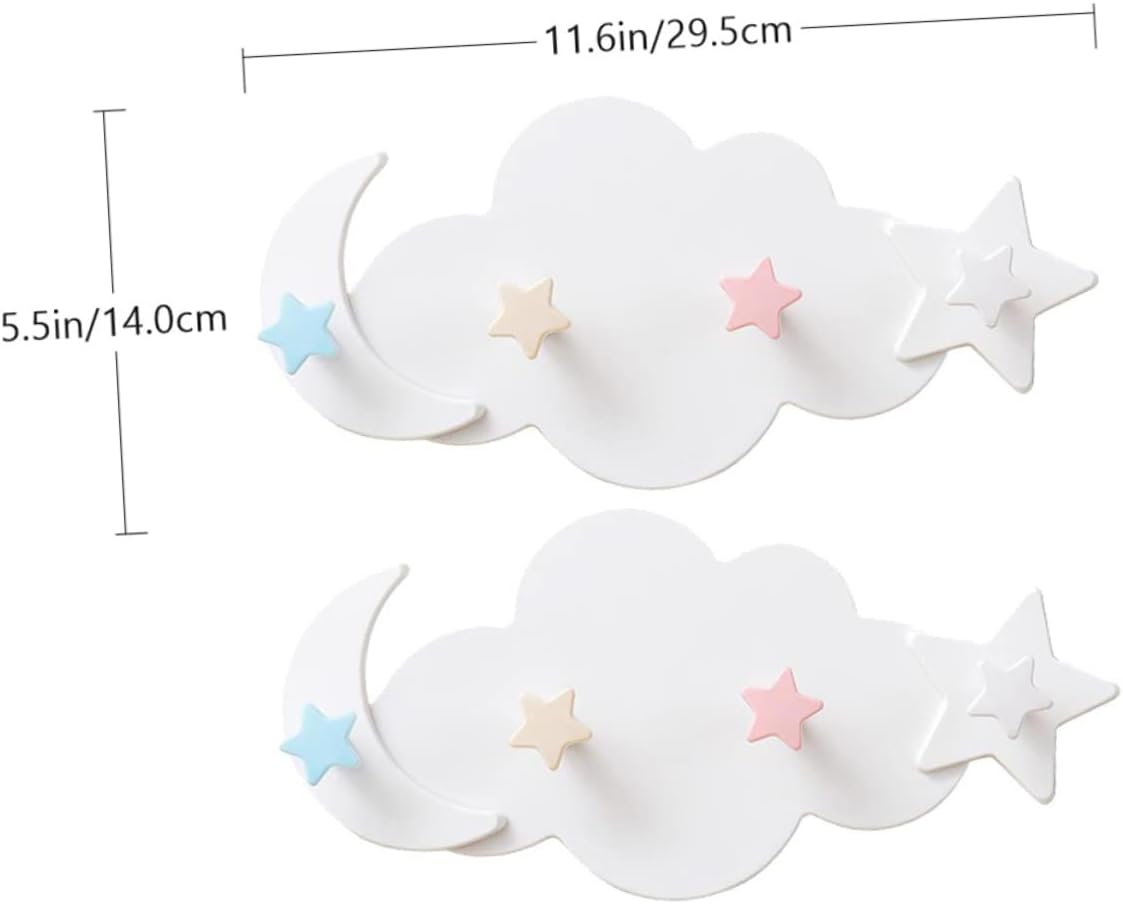 HOOTNEE 2pcs Moon Star Wall Hooks for Clothes and Key Holders