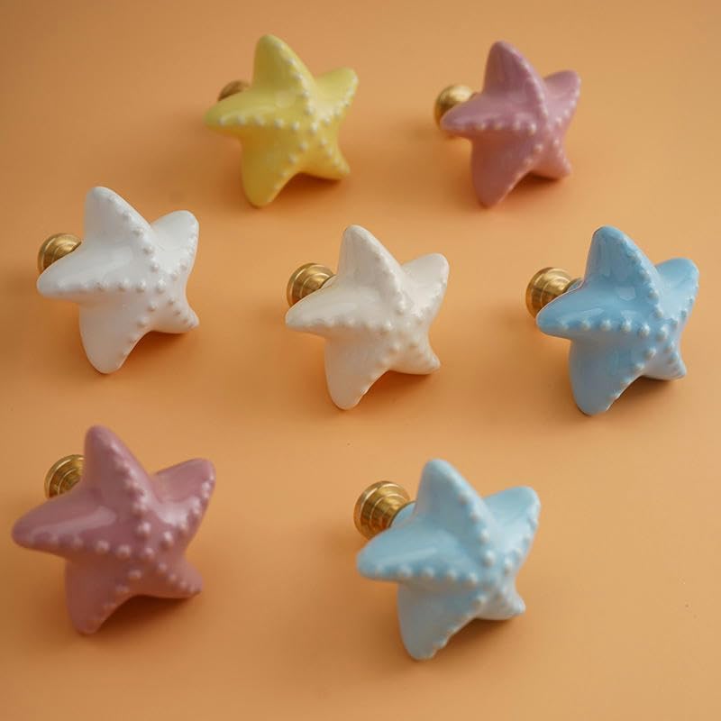 Yellow Starfish Wall Mounted Coat Hook 2 Pack