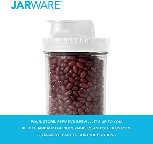 Jarware 82689 White Spout Mason Jar Lid Set of 2 1