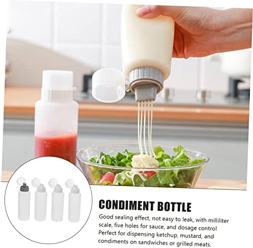 PRETYZOOM 4Pcs Condiment Squeeze Bottles with 5 Nozzle Holes