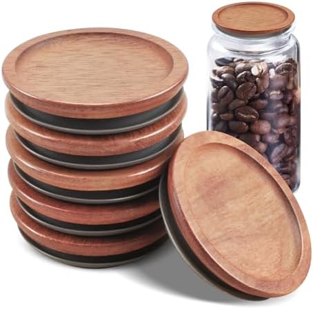 VinBee 6-Pack Reusable Wooden Mason Jar Lids