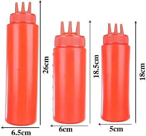 3 Holes Condiment Squeeze Bottles for Mustard Vinegar and Oil