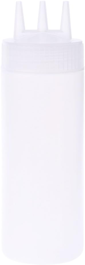 DRAGONRUN 3 Hole Squeeze Bottle Condiment Dispenser 12OZ White