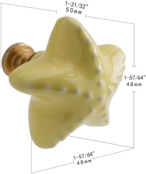Yellow Starfish Wall Mounted Coat Hook 2 Pack