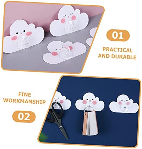 Vaguelly 12Pcs Cartoon Cloud Wall Hooks Adhesive Bathroom Hangers