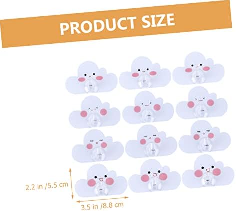 Vaguelly 12Pcs Cartoon Cloud Wall Hooks Adhesive Bathroom Hangers