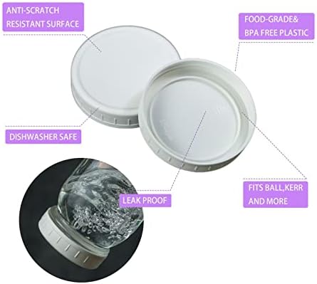 36 Pack White Plastic Mason Jar Lids with Silicone Rings 1