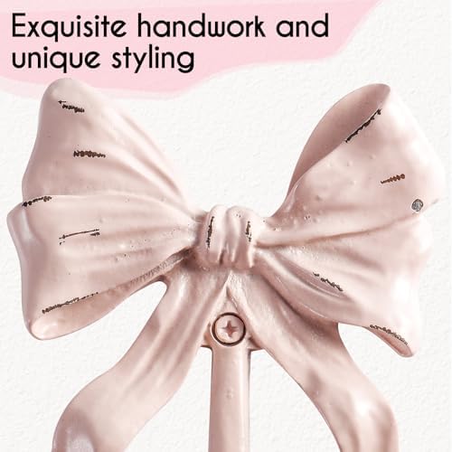 Bolifish Large Pink Bow Wall Hooks Set of 4 1