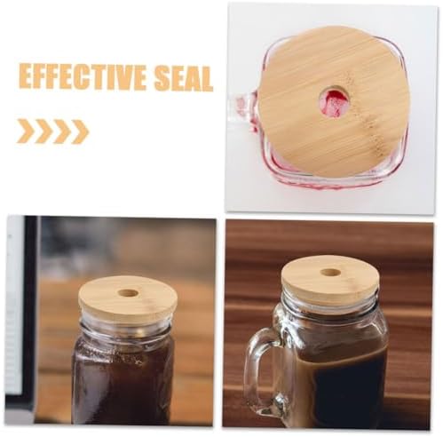BRIGHTFUFU 6pcs Wooden Replacement Lids for 70MM Mason Jars