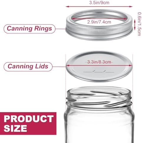 LOYORTY 100 Pcs Mason Jar Lids with Rings Set