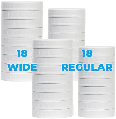 36 Pack White Plastic Mason Jar Lids with Silicone Rings 1