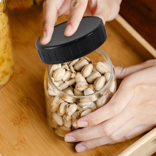 Tixill 20 Pcs Plastic Mason Jar Lids with Silicone Rings 1
