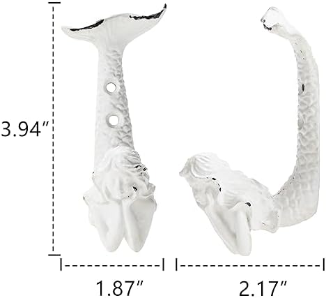 Soffee Design 4pcs White Mermaid Metal Coat Hooks 1