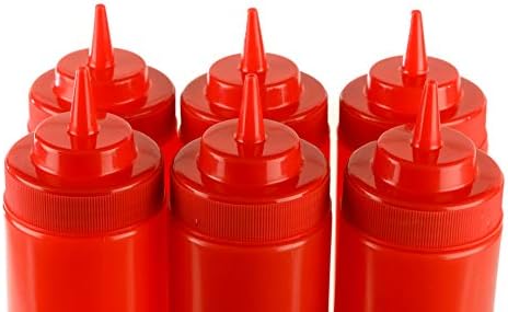8 Pack 24 Oz Red Condiment Squeeze Bottles