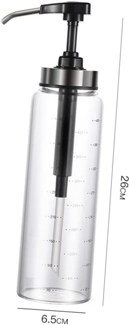 GRADENEVE 500ml Black Glass Honey Pot with Metal Pump
