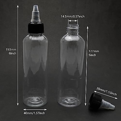 LUORNG 5pcs Condiment Squeeze Bottles 4 oz Empty Plastic Twist Top Dispensing Set