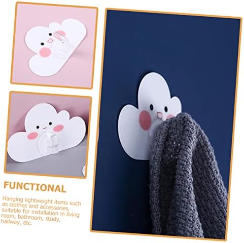Vaguelly 12Pcs Cartoon Cloud Wall Hooks Adhesive Bathroom Hangers