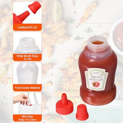 8Pcs Mini Ketchup Bottles 25ml Reusable Condiment Squeeze Bottles