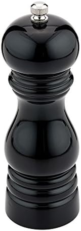 Restaurantware 6-IN Classic French Pepper Mill - Adjustable Grind High Gloss Black Rubberwood