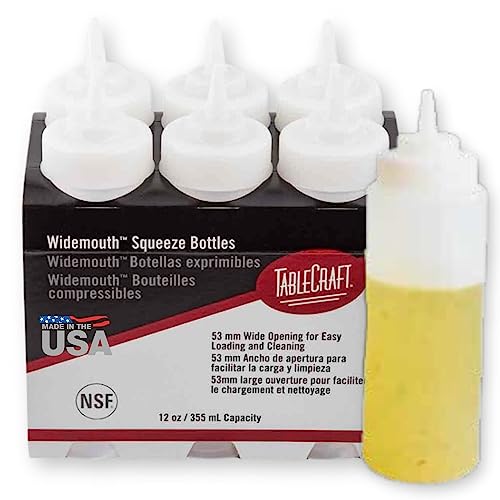 TableCraft C11253C Condiment Squeeze Bottles 12 Ounces White Pack of 6