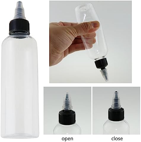 LUORNG 5pcs Condiment Squeeze Bottles 4 oz Empty Plastic Twist Top Dispensing Set