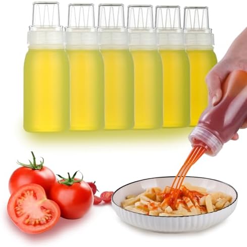 RAMFIYN 6 Pack 3-Hole Nozzle Squeeze Bottles for Condiments
