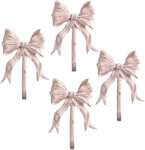 Bolifish Large Pink Bow Wall Hooks Set of 4 1