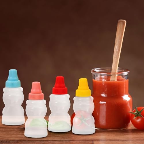 Homoyoyo 4pcs Mini Ketchup Bear Squeeze Bottles