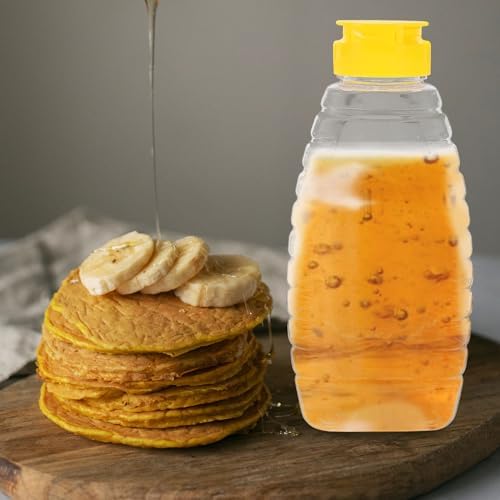 18Oz Squeeze Honey Jars with Flip Lids - 4 Pack
