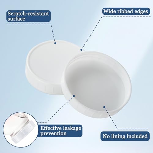 48Pcs White Plastic Canning Lids for Mason Jars 1