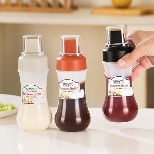 Meoliny 5-Hole Sauce Squeeze Bottle with Clear Cap