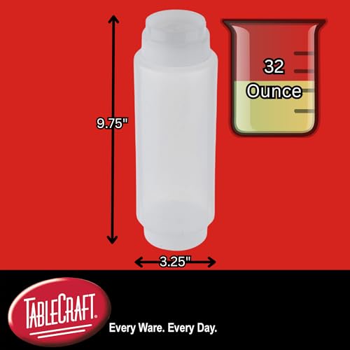 Tablecraft 32 oz InvertaTop Squeeze Bottle - Clear Dishwasher Safe