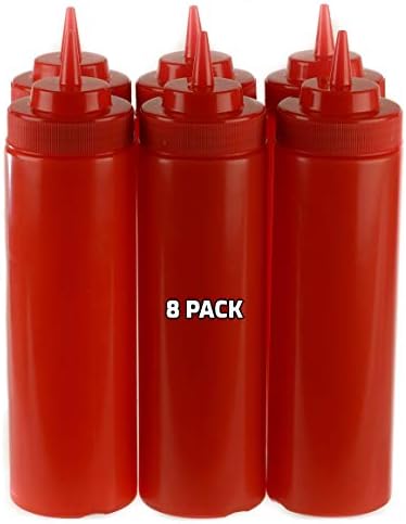 8 Pack 24 Oz Red Condiment Squeeze Bottles