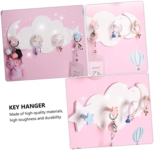 Happyyami 2Pcs Star Moon Cloud Adhesive Wall Hooks