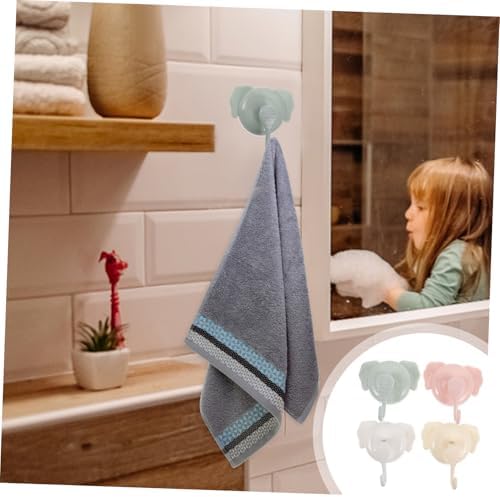 4Pcs Cute Elephant Suction Cup Hooks No Drill Bathroom Wall Hooks