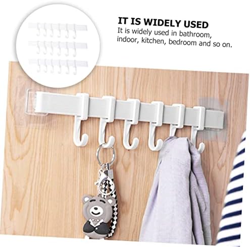 SEWOART 3pcs Bathroom Self Adhesive Hook Rack Black 6 Hooks 1
