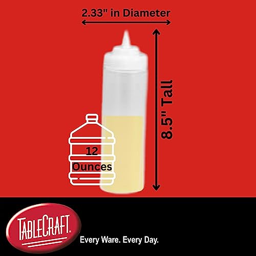 TableCraft C11253C Condiment Squeeze Bottles 12 Ounces White Pack of 6