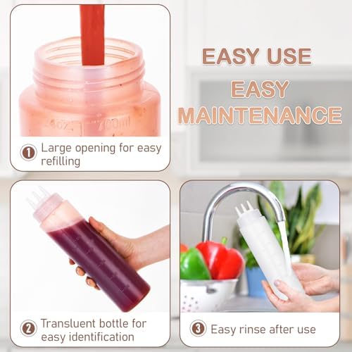 Deesoo 3-Hole Condiment Squeeze Bottles 2pcs 700ml Food Grade