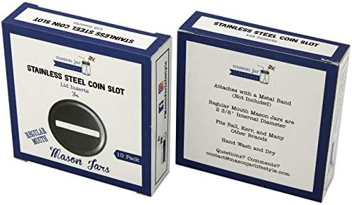 Stainless Steel Coin Slot Bank Lid Inserts 10 Pack Regular Mouth