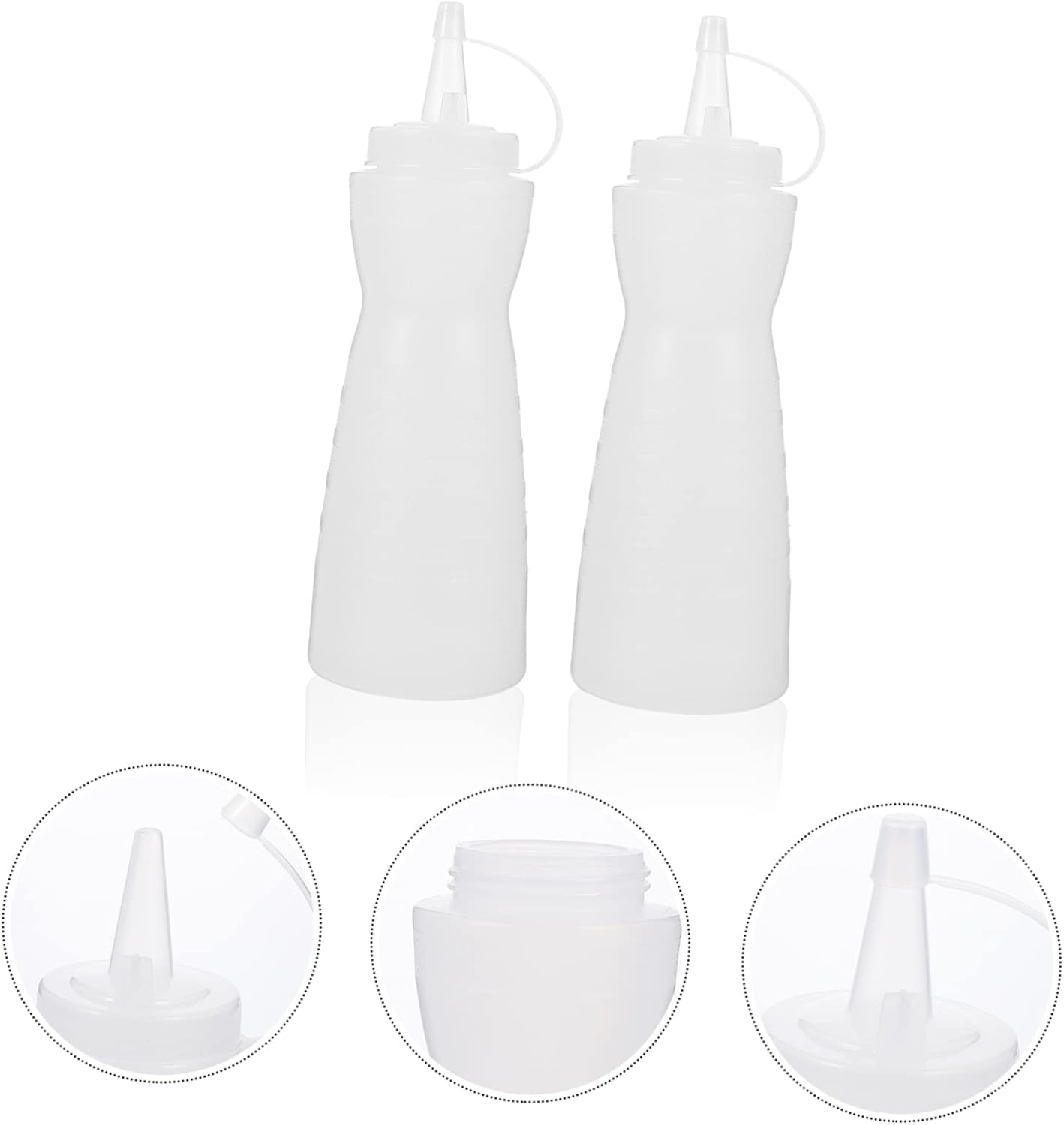 KICHOUSE 2Pcs 400ml Condiment Squeeze Bottles for Ketchup and Sauces