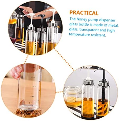 GRADENEVE 500ml Black Glass Honey Pot with Metal Pump