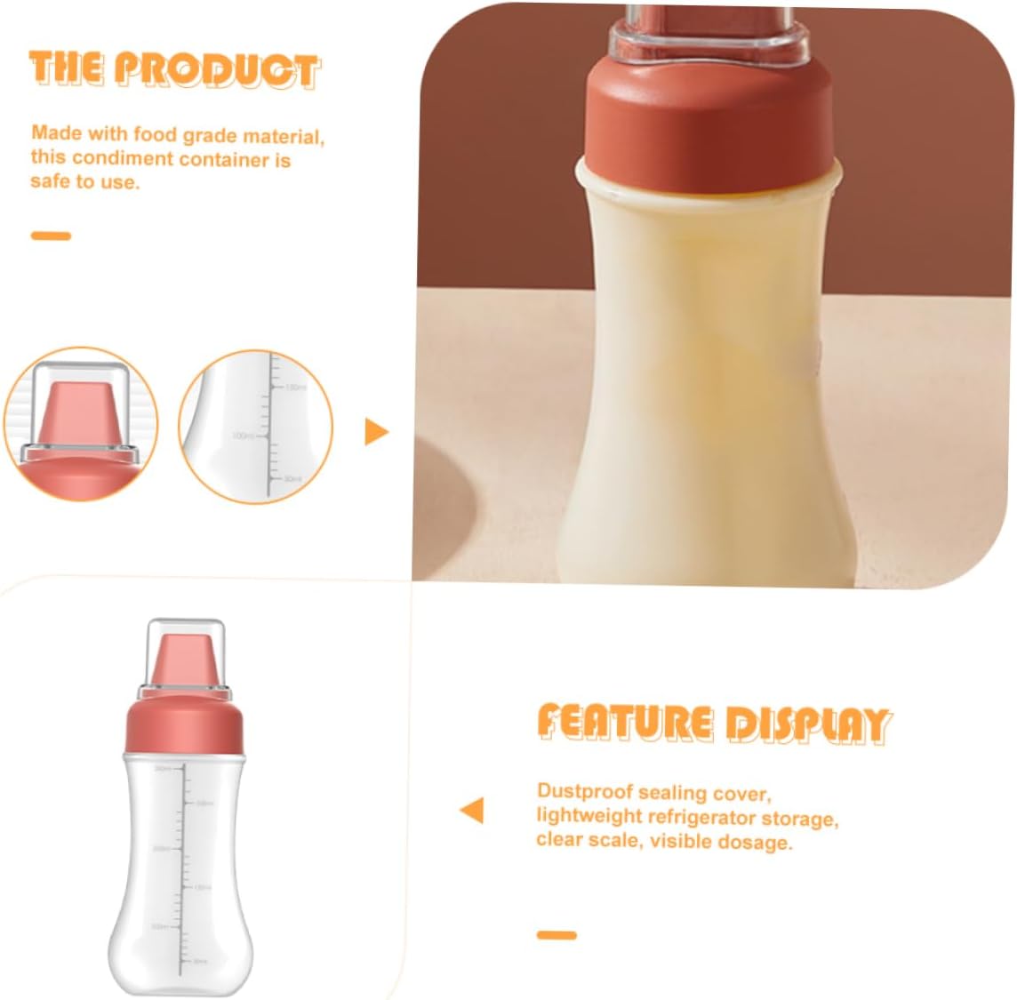 BRIGHTFUFU Plastic Squeeze Condiment Bottle 350ml Red