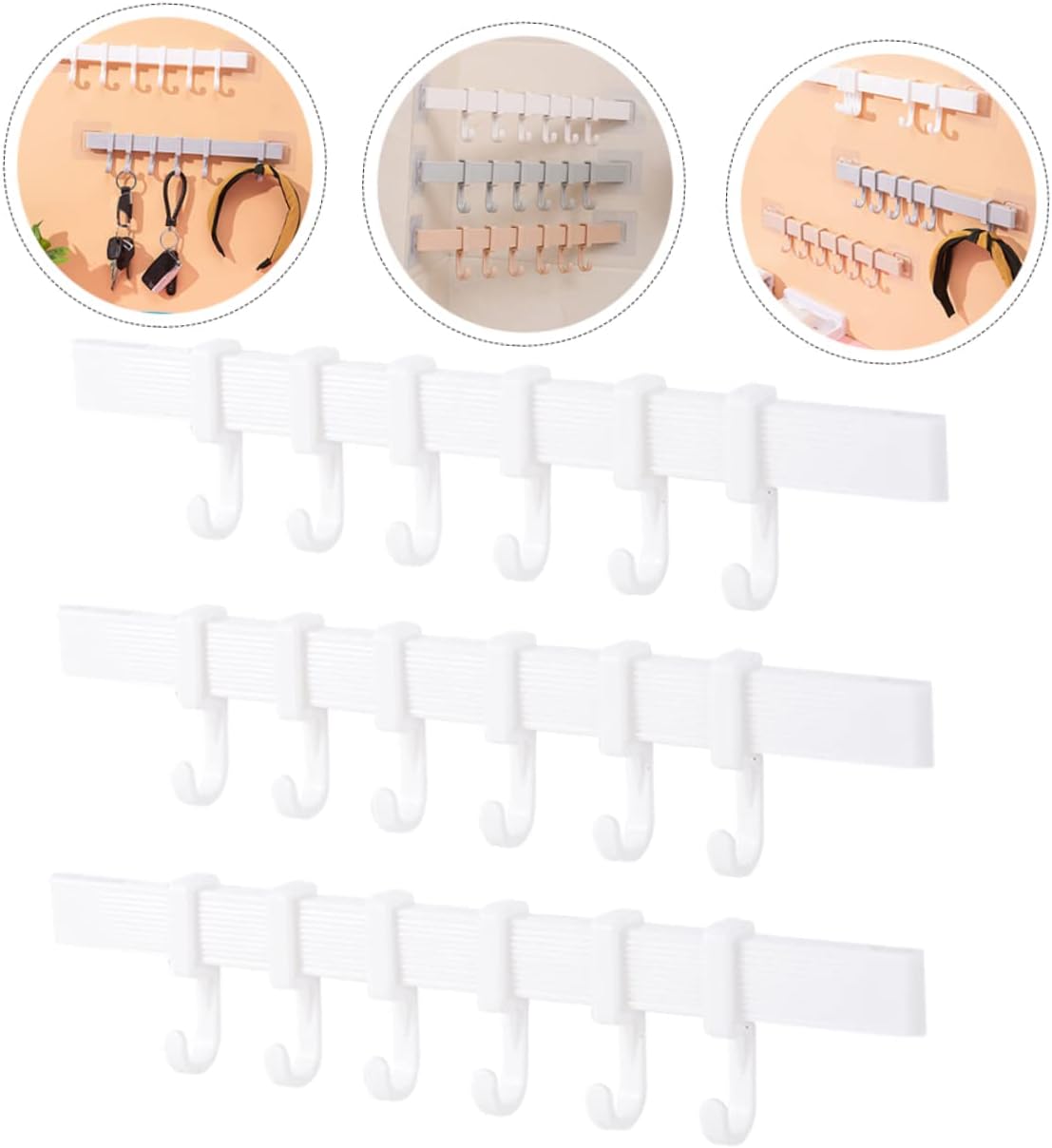 Chrome Adhesive Hooks 6-Piece Set for Bathroom and Kitchen