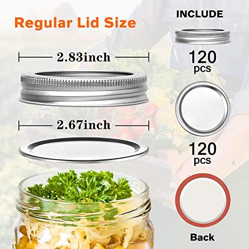 Aliggbent 120Pcs Canning Lids with Bands Set