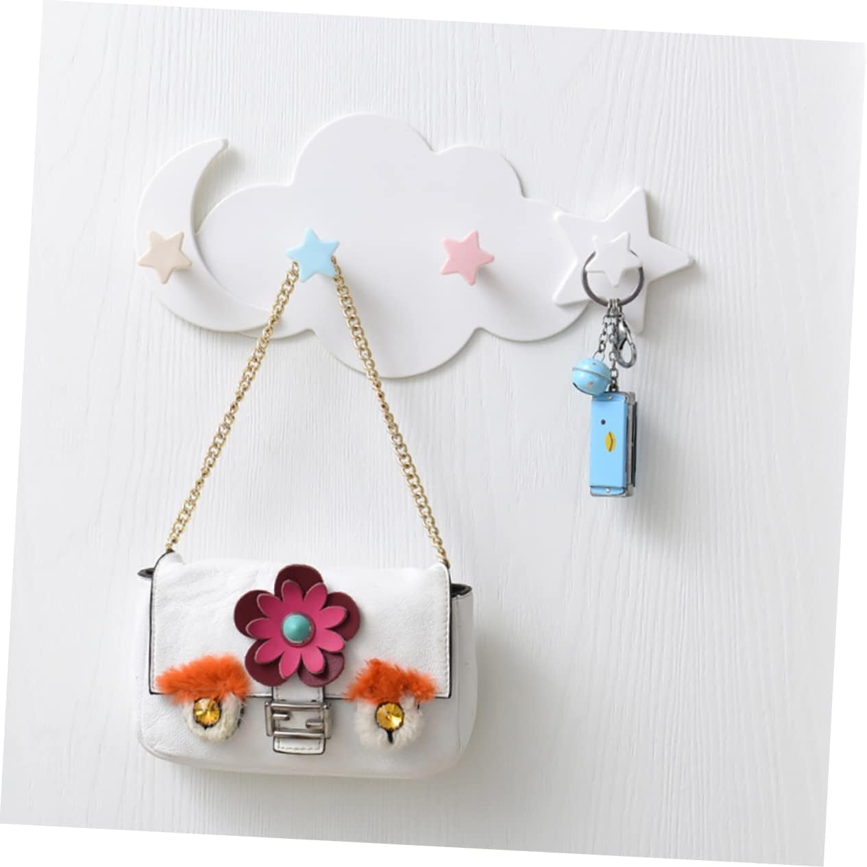 Ciieeo 2pcs Star Moon Wall Hooks for Coats Keys Towels