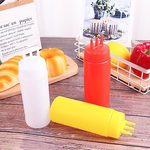 3 Holes Condiment Squeeze Bottles for Mustard Vinegar and Oil